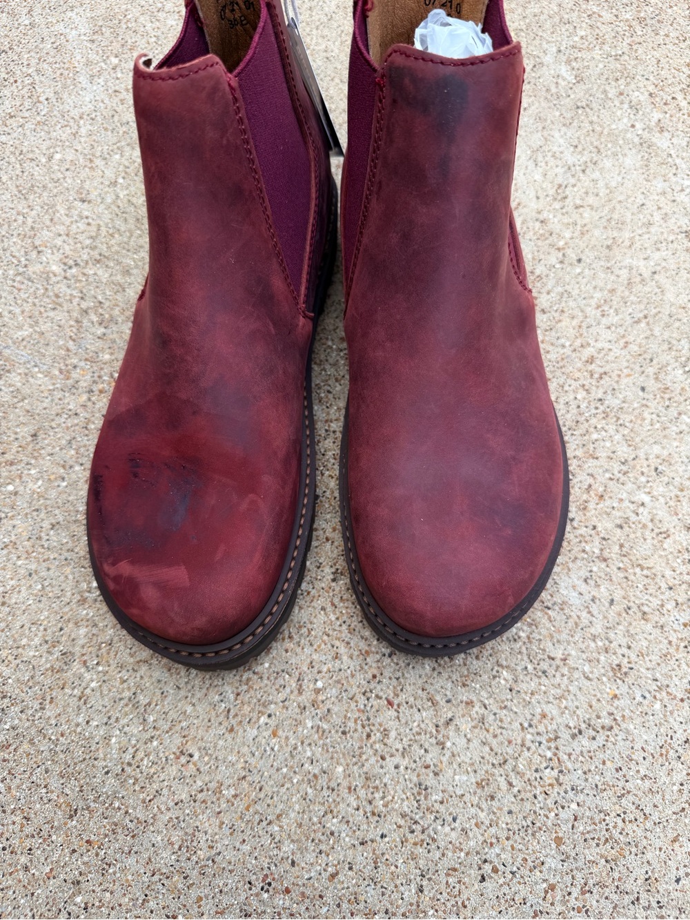 Birkenstock 38 100% Leather Red Boots New - Picture 4 of 6